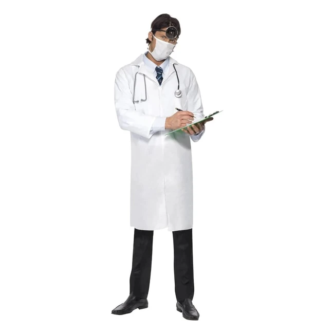 Costume de médecin blanc Smiffys avec longue blouse et masque - Réf. M1234567890