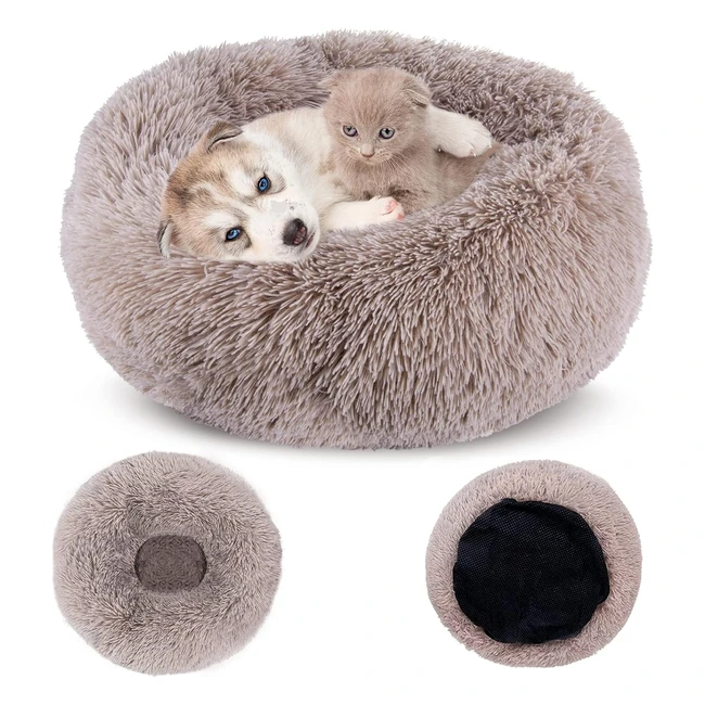 Panier rond pour chien 60cm - Coussin donut pour chat en peluche doux et confortable - Lit chaud et antistress avec housse lavable