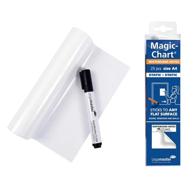 Legamaster 7159100A4 MagicChart Notes - Whiteboard Fogli Elettrostatici Riposizi