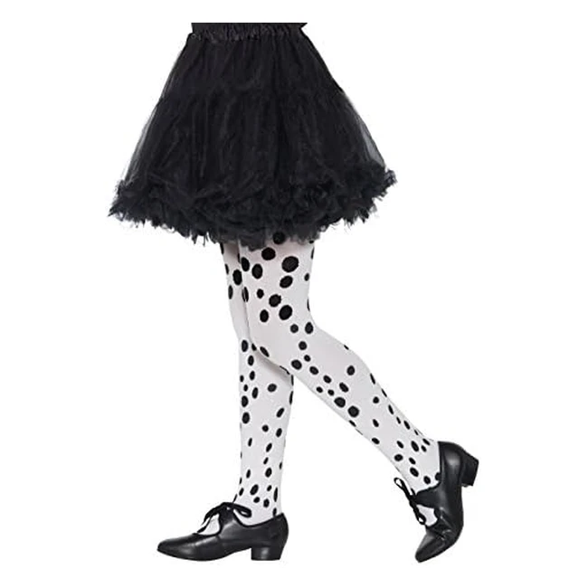 Smiffys 49763 Dalmatian Tights - Childs Girls BlackWhite One Size