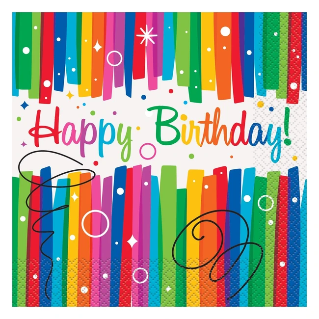 Servilletas de papel fiesta de cumpleaños de franja 16 unidades multicolor