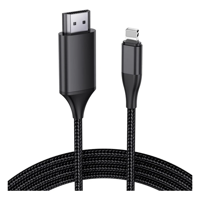 Câble HDMI pour iPhone 4m - Adaptateur HDMI 1080p - Compatible avec iPhone/iPad
