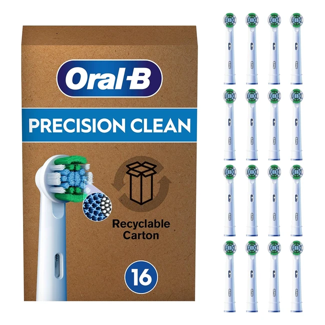 OralB Pro Precision Clean Electric Toothbrush Head - Pack of 16 - Deeper Plaque Removal