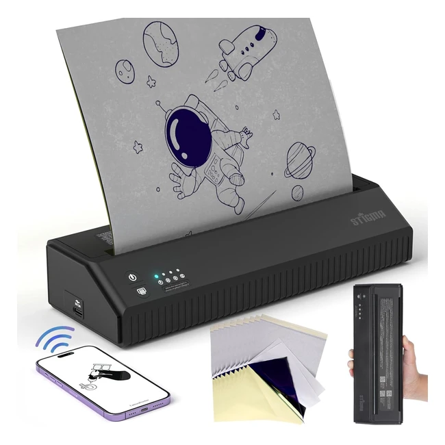 Stigma Bluetooth Tattoo Transfer Stencil Machine - Mini Printer 2500mAh - 10pcs 