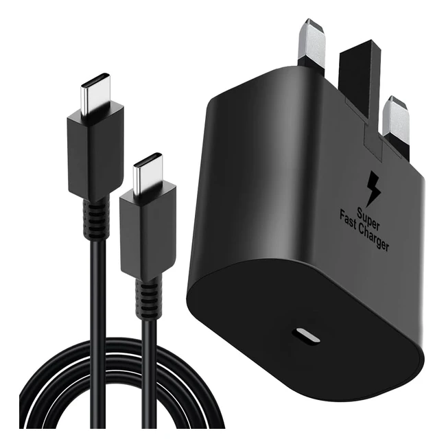 Samsung Charger 25W Fast Charge USB C Plug and Cable for Galaxy S22 S21 S20 - High-Speed Charging