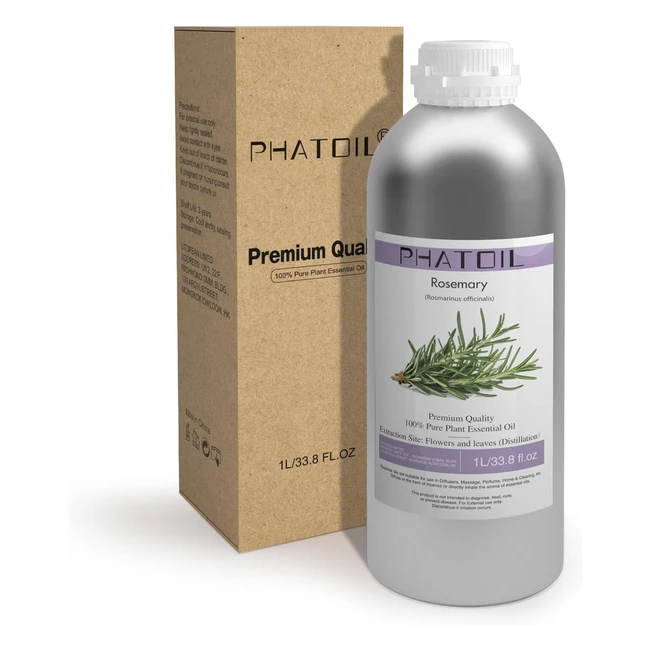 Phatoil Rosemary Essential Oil 1000ml - 100 Pure for Diffuser - Therapeutic Gra