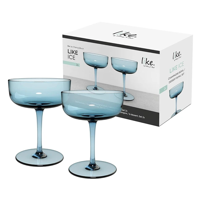 Villeroy & Boch Like Ice Champagner- und Dessertschalen-Set, 2-teilig, Eisblaues Glas, 100 ml