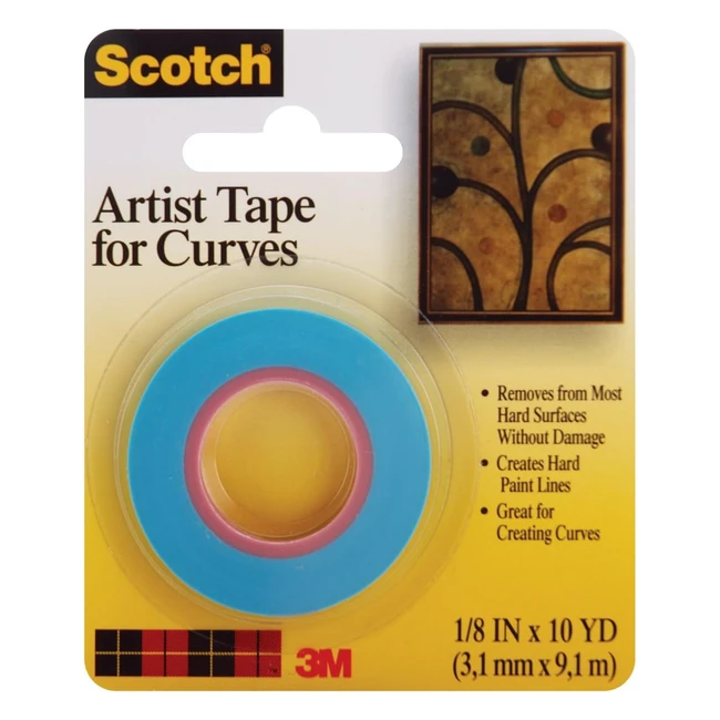 Ruban adhésif 3M Scotch pour artiste, courbes 1,25 pouces x 10 verges, multicolore