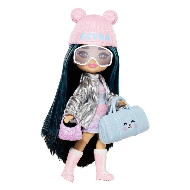 Barbie Mini Poupée Extra Cool Voyage Articulée - Tenue d'Hiver - 14 cm - Jouet Enfant 3+
