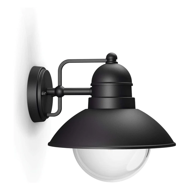 Applique Philips Hoverfly Noir - Max 1x60W E27 - Résistant à la Rouille et aux Taches