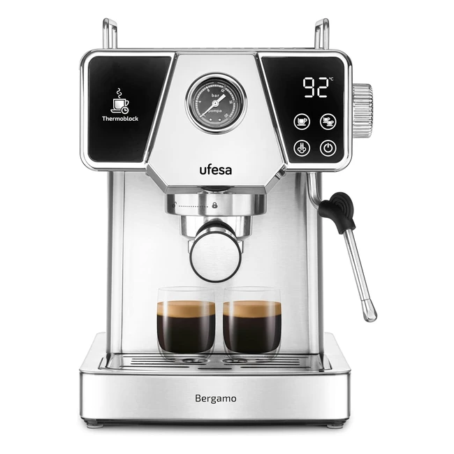 Machine à café expresso et cappuccino Ufesa Bergamo, 20 bars, 1350W, tactile, thermoblock