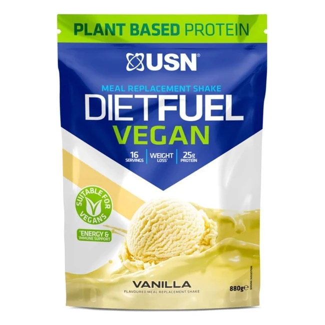 USN Vegan Diet Fuel High Protein Shake - Vanilla 900g | Meal Replacement