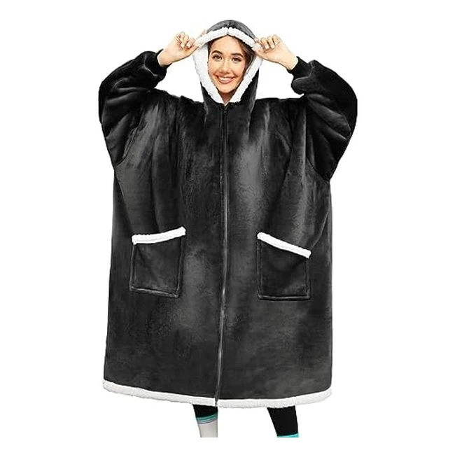 Tuopuda Sweat Homme Femme Capuche Plaid Zippé Manteau Robe Pull Hiver