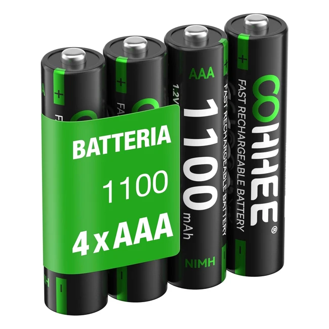 Batterie Ricaricabili AAA Oohhee 1100mAh - Alta Capacità - Bassa Autoscarica