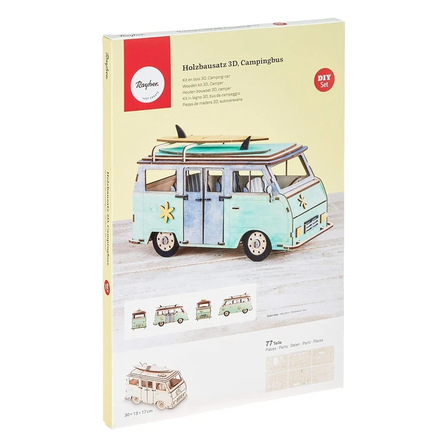 Maqueta de madera 3D Autocaravana Camper Furgoneta 30x13x17 cm Personalizable