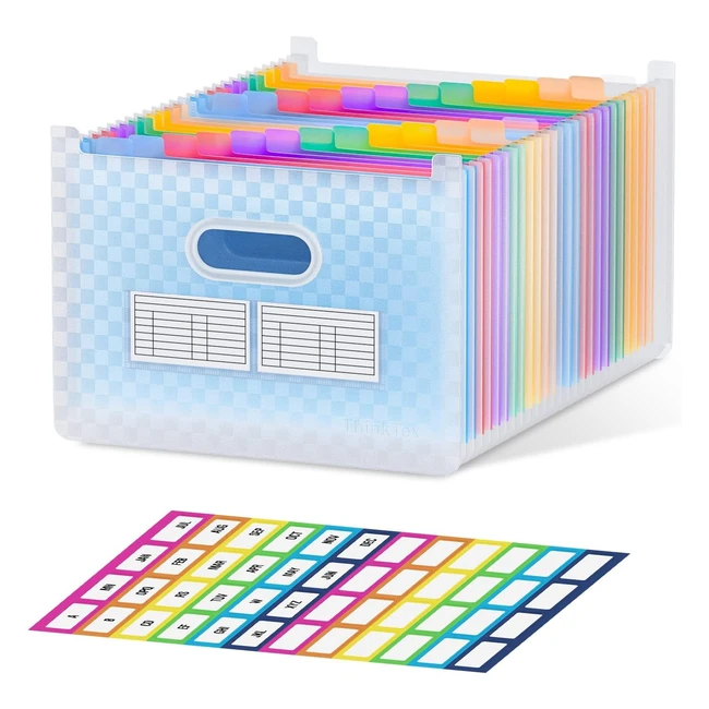 Thinktex Cartella Espandibile 26 Tasche Verticale - Capacità Maggiore - Blu