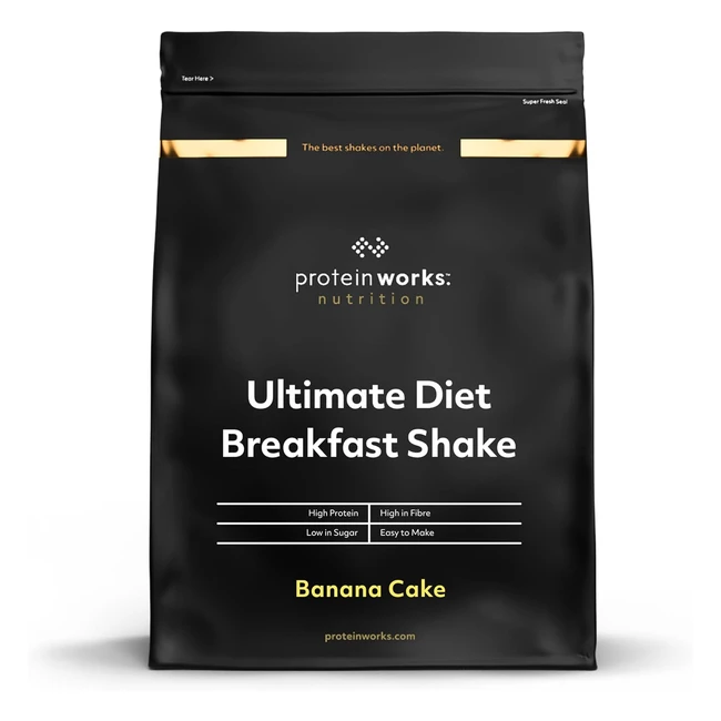 Protein Works Ultimate Diet Breakfast Shake - Low Calorie, Low Sugar, High Protein - 36 Servings - Banana Cake - 2kg