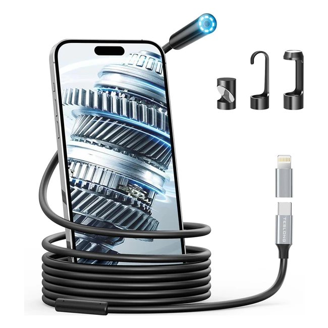 Teslong TypeC Endoscope Inspection Camera for iPhone - 98ft Waterproof Borescope Camera with 8 LED Lights
