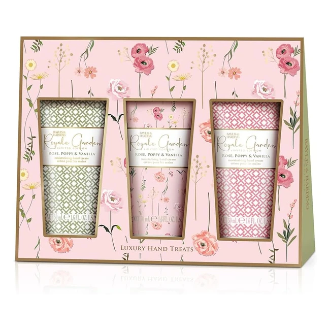 Baylis Harding Royale Garden Rose Poppy Vanilla Hand Treats Gift Set - Vegan Friendly