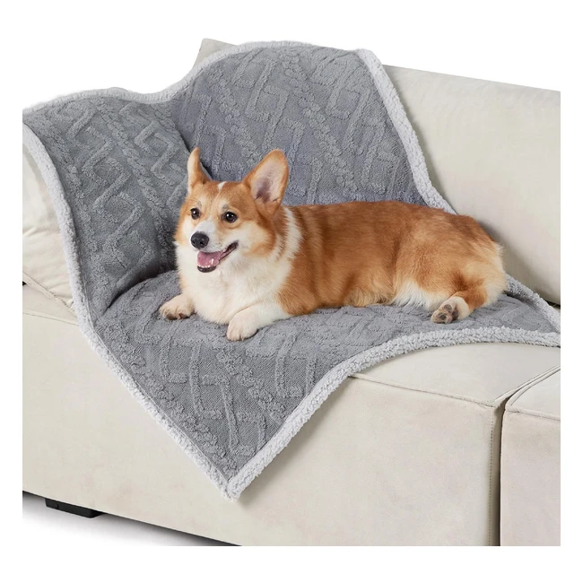 Lesure Large Dog Blanket - Waterproof Soft Plush Grey - 80x100cm