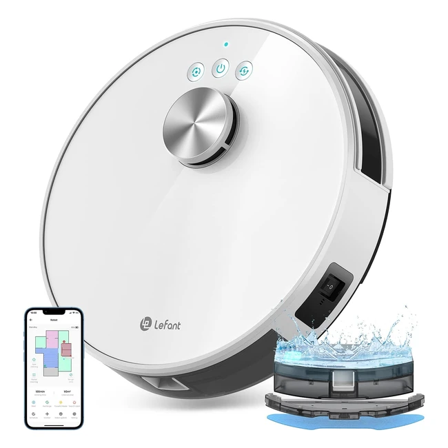 LEFANT M1 Saugroboter 4000Pa mit Wischfunktion, Laser Navigation, Mehrstufiges Mapping, Nogozonen, Alexa App Steuerung - Staubsauger Roboter für Tierhaare und Hartböden