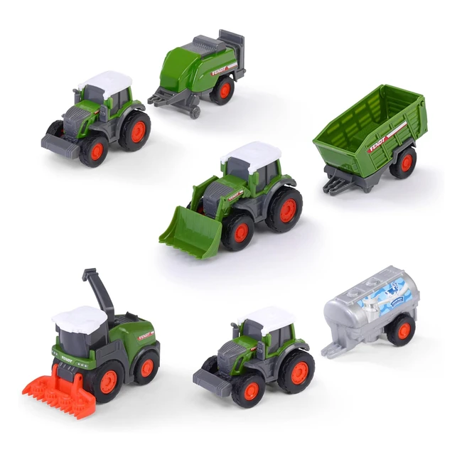 Ensemble de tracteurs Fendt micro team 9 cm avec remorque - Original et sélection aléatoire - Pour enfants à partir de 3 ans - Multicolore