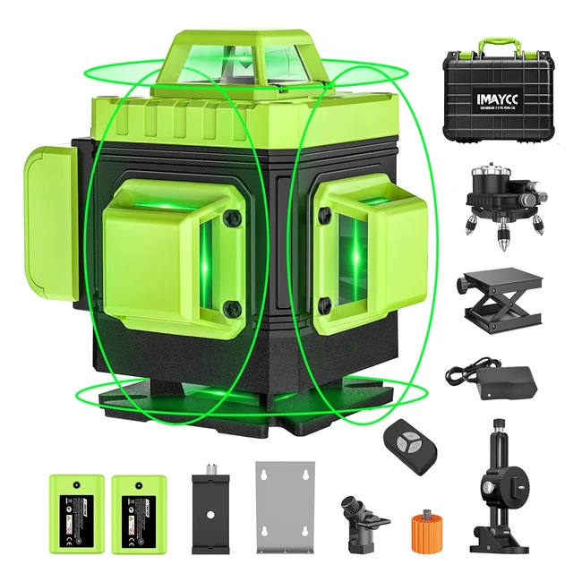 iMaycc 4x360 Cross Laser Level - Green Self Leveling Laser Level