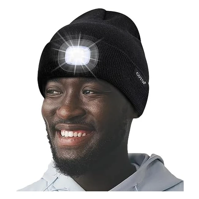 Cappello Cotop con Luce LED - Invernale Caldo - Regalo Uomo o Pescatore - Jogging, Escursioni, Corsa, Ciclismo di Notte