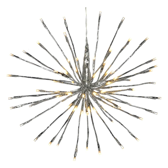 Flashing Silver 3D Star Ball Light - 80LED - 40cm - Warm White