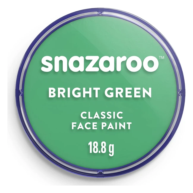 Snazaroo Classic Face and Body Paint - Bright Green Water Based Easily Washabl
