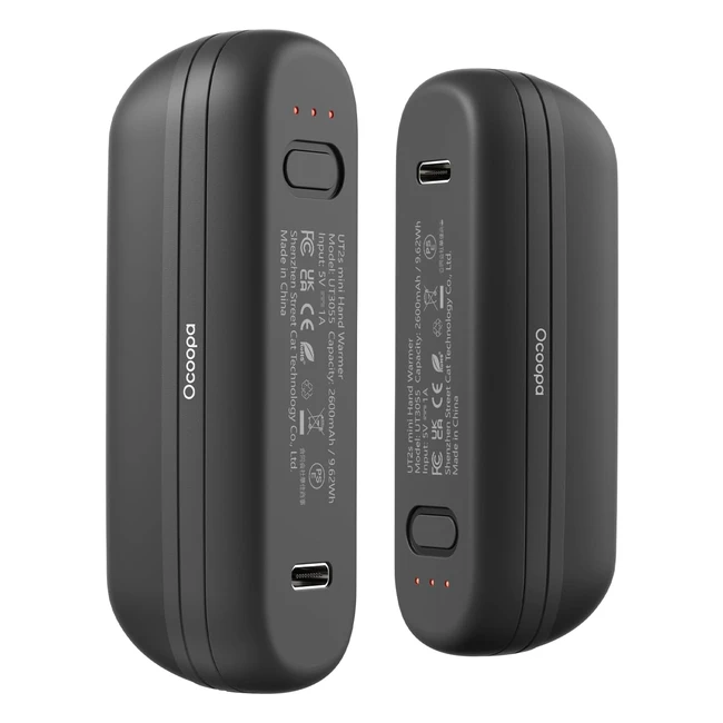Ocoopa Hand Warmers Rechargeable 2 Pack - Portable USB Hand Warmers - Instant Heat - Safety Certified - UT2S Mini