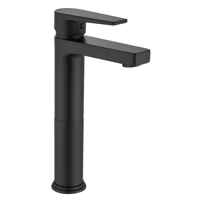 Mitigeur lavabo robinet salle bain Gricol avec poignée carrée en laiton, mélangeur de lavabo froid et chaud, levier unique chromé haut noir