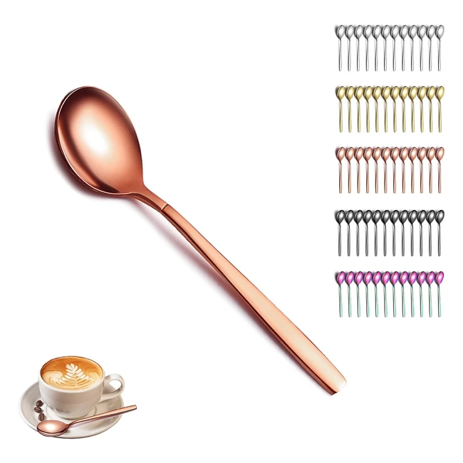 Cuillères à café en or rose Berglander - Set de 12 - Acier inoxydable - Idéal pour maison, restaurant, hôtel, mariage - Lave-vaisselle