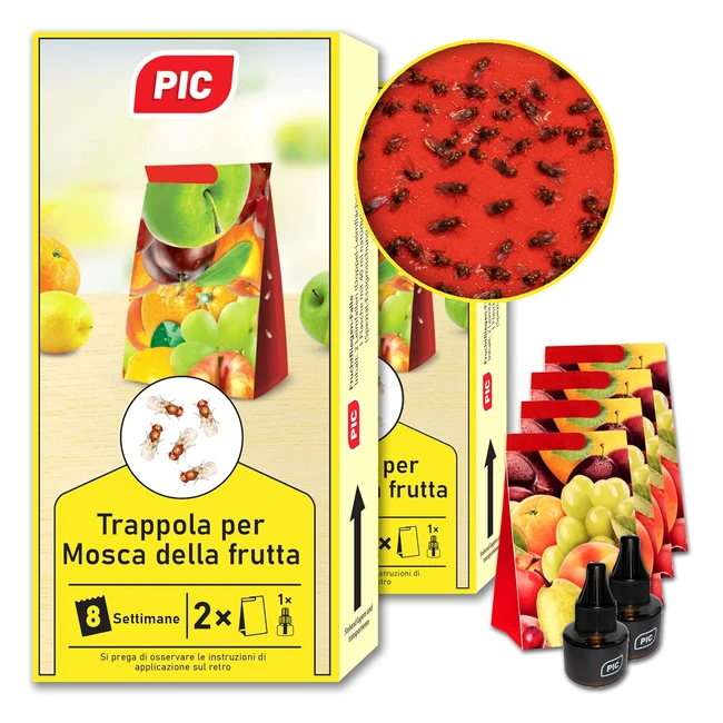 Trappola per mosca della frutta e dellaceto - 4 trappole di colla con 2 attratt