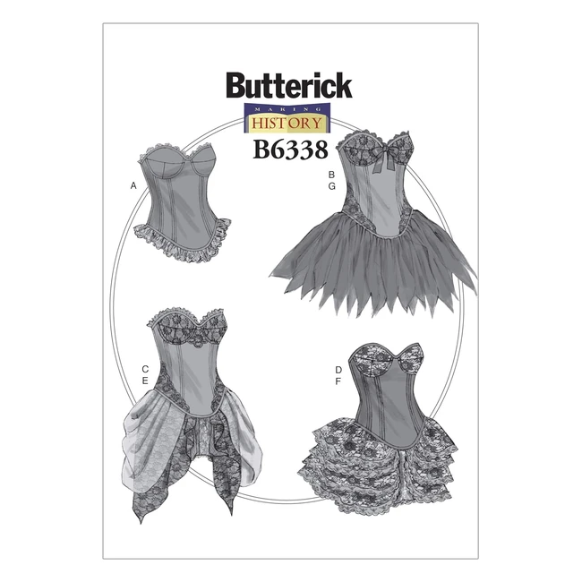 Silk Multicolour Butterick Pattern 6338 Misses Costumes - Sizes 6-14 | A5 6-8-10-12-14