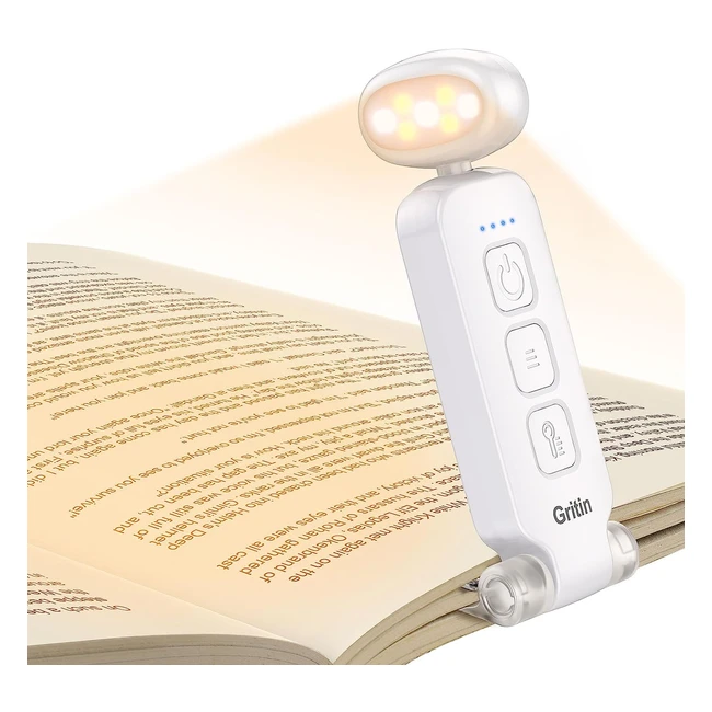Lampe de lecture rechargeable Gritin - Protection des yeux - 5 réglages de luminosité - Tête rotative 90° - Liseuse clip pour enfant