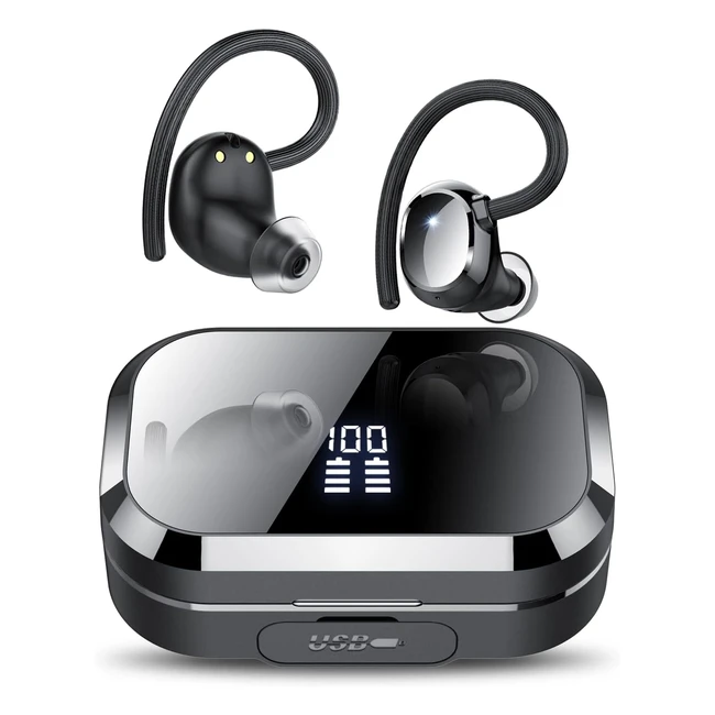 Bluetooth In-Ear Kopfhörer, kabellos, 53 Stunden Wiedergabezeit, mit Ladehülle, LED-Display, bequemer Sitz, IPX7 wasserdichte Ohrhörer, tiefer Bass, Sport