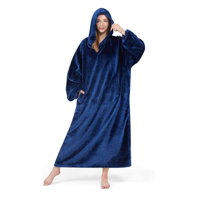 Coperta con Cappuccio Lifewit Calde e Avvolgenti, Flanella, Donna Uomo, Medio Navy