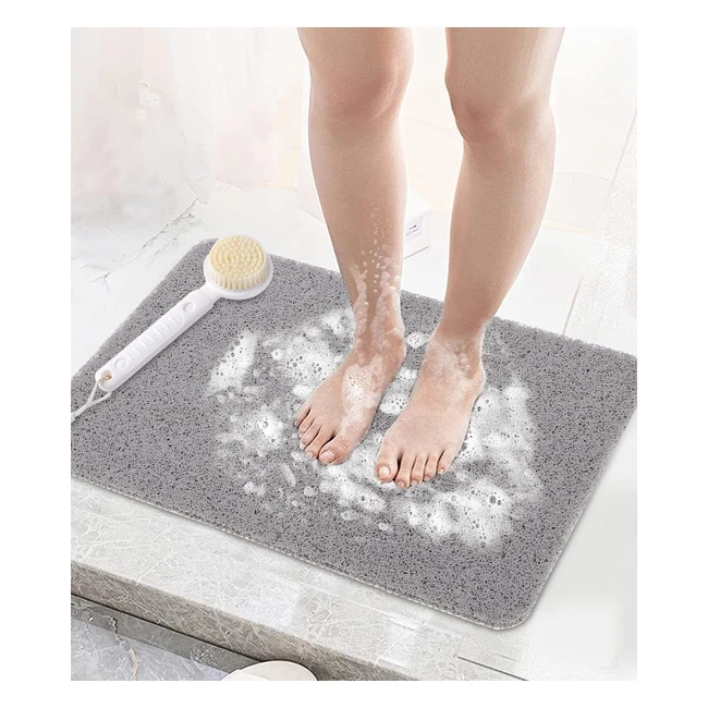 Tapis de douche antidrapant Sobeau - Gris 40x60cm - Drainage optimal