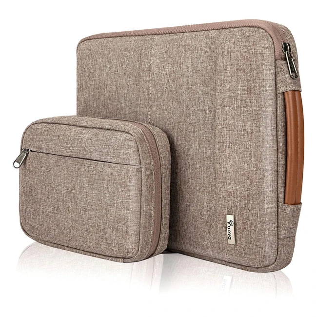 Voova Laptop Sleeve Case 13-14 Inch | Detachable Accessories Organiser Pouch | 360 Protective | Macbook Air 13 | Macbook Pro 13/14 | Chromebook 14 | Khaki