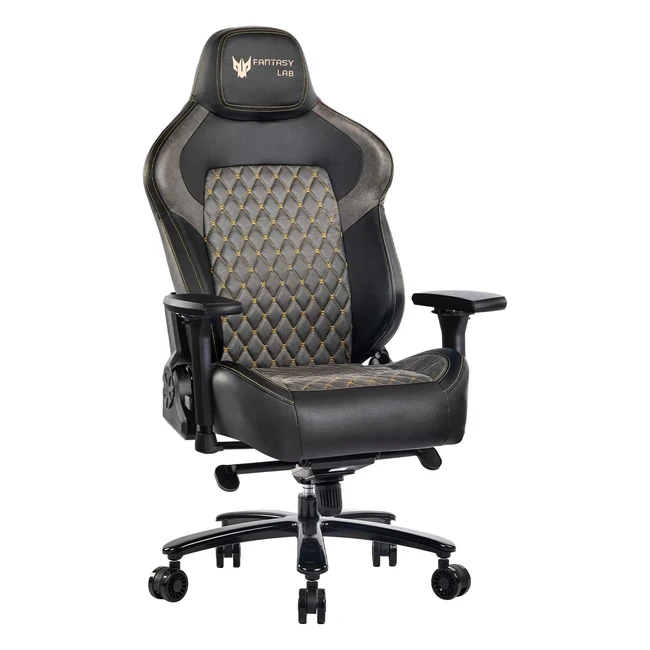 Fantasylab Gaming Chair 200 kg Belastbarkeit Bürostuhl 200 kg Verstellbare Armlehnen 4D Gamer Stuhl mit Lendenwirbelstütze Chefsessel Ergonomischer Schreibtischstuhl Gaming Stuhl Schwarzgrau