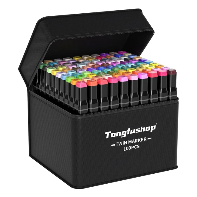Pennarelli a doppia punta Tongfushop 1002 colori - Set marker ad alcool con borsa e distanziatore