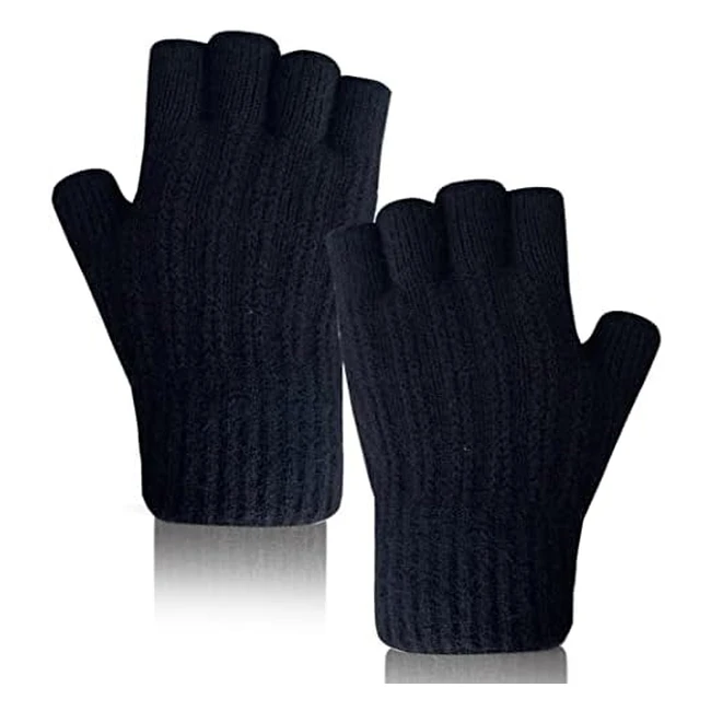 Gants dhiver demi-doigts chauds pour hommes et femmes - Extensibles et pratique