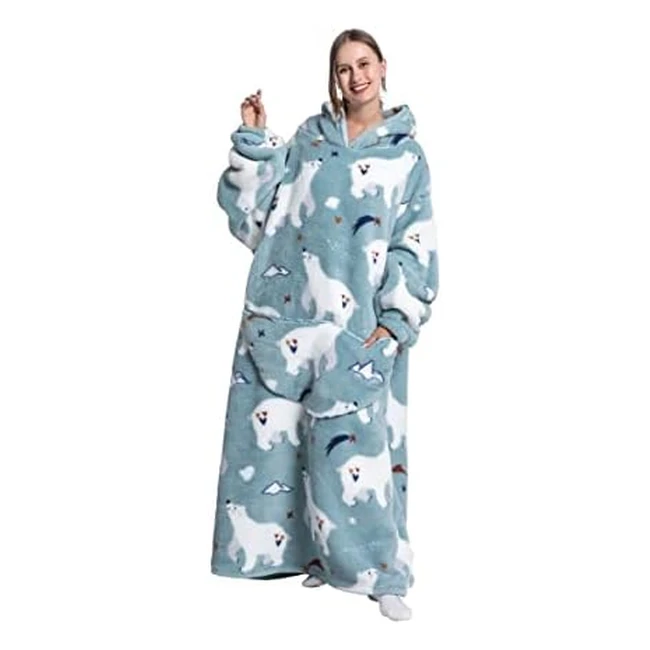Extra Long Oversized Blanket Hoodie - Soft Fleece Wearable Throw - Men & Women