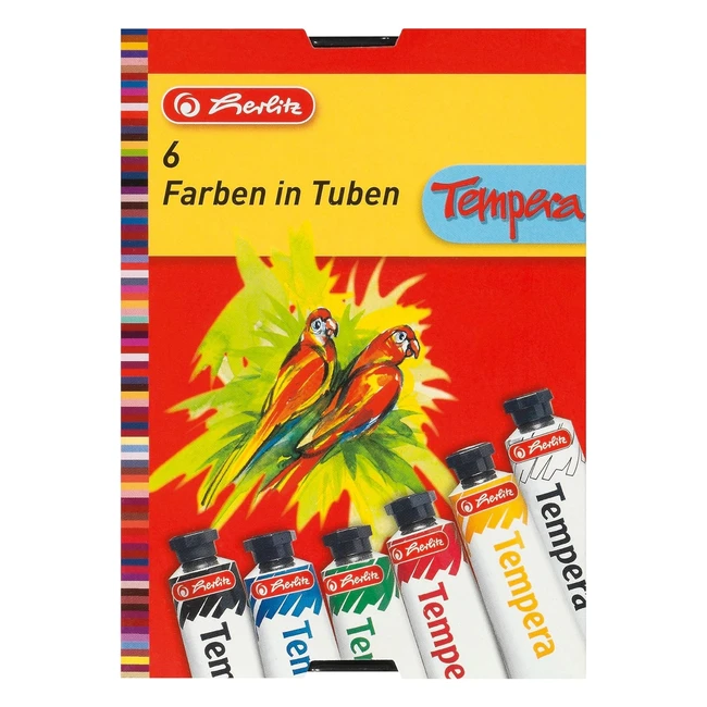 Herlitz 6 Temperafarben Tuben - Intensive Farben wischfest mischbar
