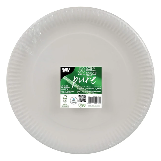 Assiettes en carton jetables - Papstar - 50 pièces - Diamètre 29cm - Qualité alimentaire
