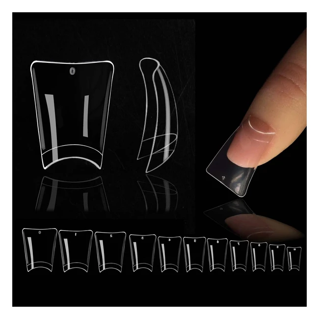 550 pices faux ongles transparents c curve acrylique ongle court 11 tailles nail