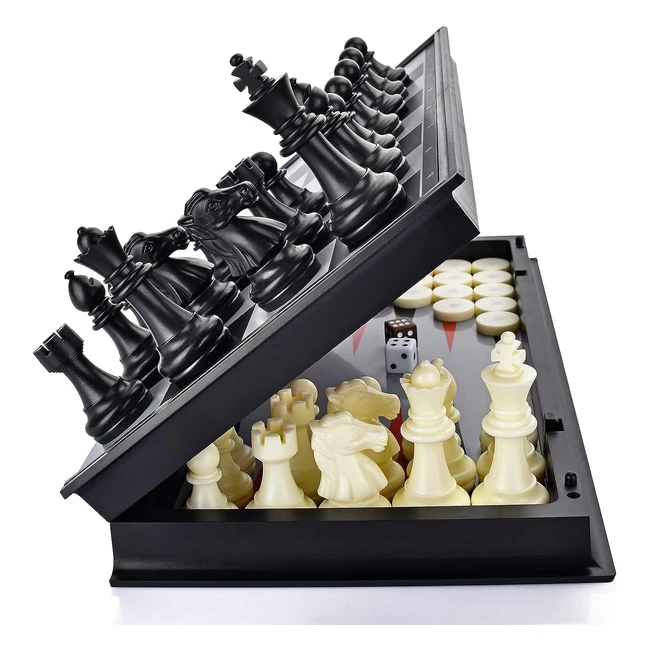 Jeu d'échecs magnétiques 3 en 1 Okidstem - Haute qualité