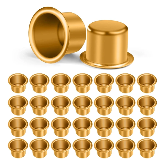 AOMIG Mini Metal Candle Holders - 30pcs - Gold Aluminum Candelabra Candlestick Holder - DIY Candle Making - Birthday, Thanksgiving, Valentines Day, Christmas Decoration