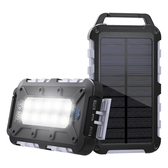 Cargador Solar 20000mAh Porttil PD 15W - Energa Solar con Panel y Linterna L